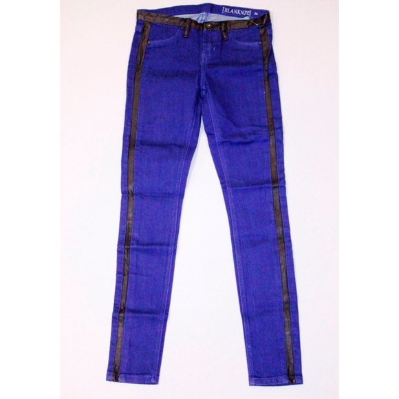 BLANK NYC Leggings JEGGINGS Denim JEANS Faux Leather TRIMS SLIM Skinny 24 - Picture 3 of 3